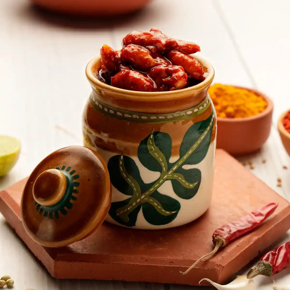 Swaad Rani Homemade Garlic Pickle Jar with whole garlic cloves and spices.
