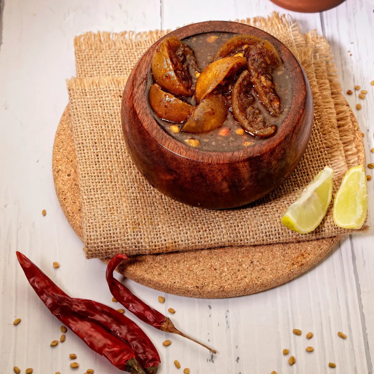 Swaadrani traditional North Indian style Lemon Pickle (Nimbu ka Achar) made with fresh diced lemons, mustard oil, and authentic aromatic spices in a bowl.